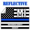 Reflective Van Buren County Michigan MI Thin Blue Line Stealthy Old Glory USA Flag | Honoring Law Enforcement Officers Sheriffs | County State Decal Bumper Sticker 3M Vinyl 3" x 5" view 1
