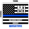 Reflective Van Buren County Michigan MI Thin Blue Line Stealthy Old Glory USA Flag | Honoring Law Enforcement Officers Sheriffs | County State Decal Bumper Sticker 3M Vinyl 3" x 5" view 3