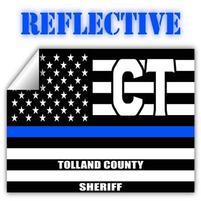 Reflective Tolland County Connecticut CT Thin Blue Line Stealthy Old Glory USA Flag | Honoring Law Enforcement Officers Sheriffs | County State Decal Bumper Sticker 3M Vinyl 3" x 5"