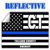 Reflective Tolland County Connecticut CT Thin Blue Line Stealthy Old Glory USA Flag | Honoring Law Enforcement Officers Sheriffs | County State Decal Bumper Sticker 3M Vinyl 3" x 5" view 1