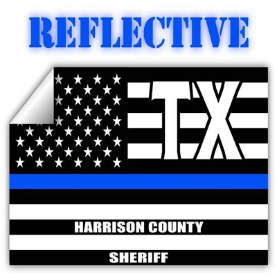 Reflective Harrison County Texas TX Thin Blue Line Stealthy Old Glory USA Flag | Honoring Law Enforcement Officers Sheriffs | County State Decal Bumper Sticker 3M Vinyl 3" x 5"