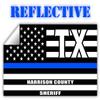 Reflective Harrison County Texas TX Thin Blue Line Stealthy Old Glory USA Flag | Honoring Law Enforcement Officers Sheriffs | County State Decal Bumper Sticker 3M Vinyl 3" x 5" view 1