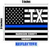 Reflective Harrison County Texas TX Thin Blue Line Stealthy Old Glory USA Flag | Honoring Law Enforcement Officers Sheriffs | County State Decal Bumper Sticker 3M Vinyl 3" x 5" view 3