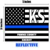 Reflective Pawnee County Kansas KS Thin Blue Line Stealthy Old Glory USA Flag | Honoring Law Enforcement Officers Sheriffs | County State Decal Bumper Sticker 3M Vinyl 3" x 5" view 3
