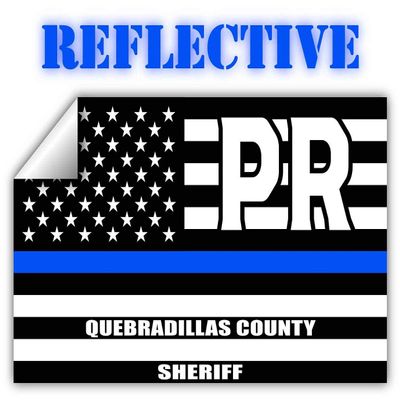 Reflective Quebradillas County Puerto Rico PR Thin Blue Line Stealthy Old Glory USA Flag | Honoring Law Enforcement Officers Sheriffs | County State Decal Bumper Sticker 3M Vinyl 3" x 5"