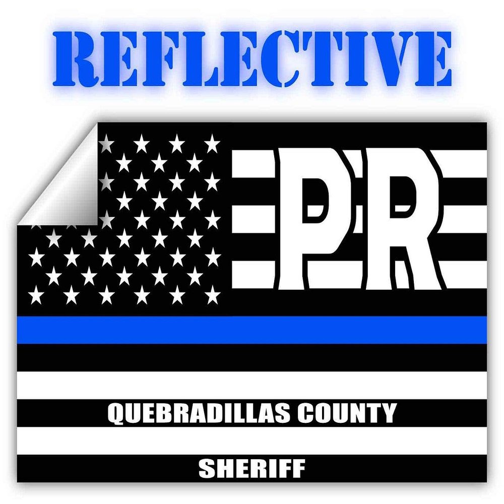 Reflective Quebradillas County Puerto Rico PR Thin Blue Line Stealthy Old Glory USA Flag | Honoring Law Enforcement Officers Sheriffs | County State Decal Bumper Sticker 3M Vinyl 3" x 5"