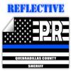 Reflective Quebradillas County Puerto Rico PR Thin Blue Line Stealthy Old Glory USA Flag | Honoring Law Enforcement Officers Sheriffs | County State Decal Bumper Sticker 3M Vinyl 3" x 5" view 1