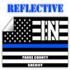 Reflective Parke County Indiana in Thin Blue Line Stealthy Old Glory USA Flag | Honoring Law Enforcement Officers Sheriffs | County State Decal Bumper Sticker 3M Vinyl 3" x 5" view 1