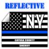 Reflective Cayuga County New York NY Thin Blue Line Stealthy Old Glory USA Flag | Honoring Law Enforcement Officers Sheriffs | County State Decal Bumper Sticker 3M Vinyl 3" x 5" view 1