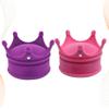 Hemoton 2pcs Crown Ring Earrings Necklace Jewelry Box Trinket Case Holder Crown Design Trinket Treasure Chest Storage Organizer Keepsake Box for Girls Women Purple Rosy view 3