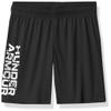 Under Armour Boys' Prototype Performance Shorts, Elastic Waistband, Lightweight & Fast-Drying, Black Signature White, 6 view 1
