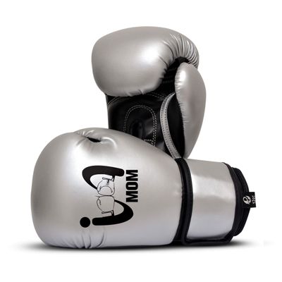 I Boxing Mom - Kids Boxing Gloves MMA Boxing Muay Thai Bag Work (Silver, 4 Oz)