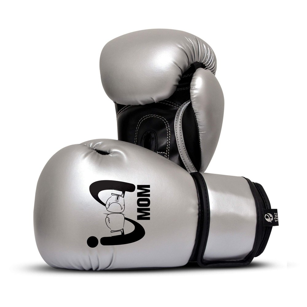I Boxing Mom - Kids Boxing Gloves MMA Boxing Muay Thai Bag Work (Silver, 4 Oz)