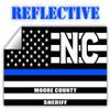 Reflective Moore County North Carolina NC Thin Blue Line Stealthy Old Glory USA Flag | Honoring Law Enforcement Officers Sheriffs | County State Decal Bumper Sticker 3M Vinyl 3" x 5" view 1