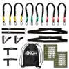 4KOR Deluxe Shoulder and Full Body Cross Anchored Resistance Cord System with Interchangeable Handles, Foot Straps, and Workout Guide. Exercise Bands with Nylon Sleeves, Anchors, and Carry Bag view 1