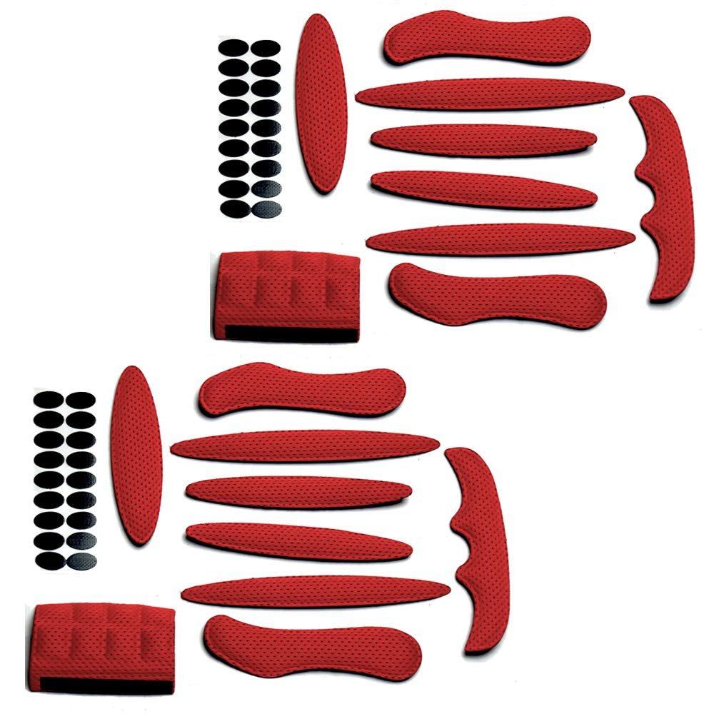 MTGHYARE Bike Helmet Padding Kit, Universal Bicycle Helmet Replacement Foam Pads Set Cushions for Bike Cycling Motorcycle (Set of 2 Red)