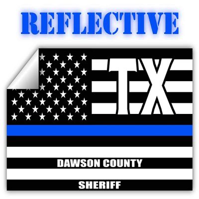 Reflective Dawson County Texas TX Thin Blue Line Stealthy Old Glory USA Flag | Honoring Law Enforcement Officers Sheriffs | County State Decal Bumper Sticker 3M Vinyl 3" x 5"