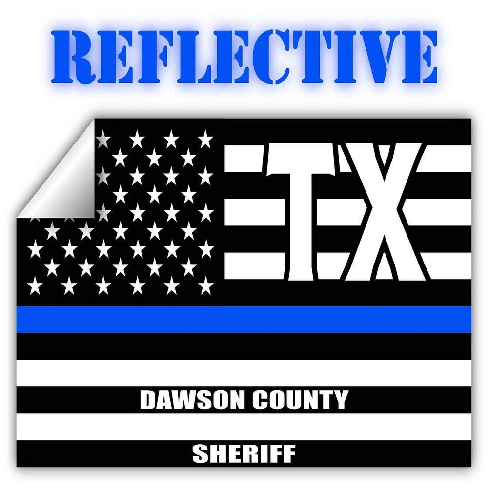 Reflective Dawson County Texas TX Thin Blue Line Stealthy Old Glory USA Flag | Honoring Law Enforcement Officers Sheriffs | County State Decal Bumper Sticker 3M Vinyl 3" x 5"