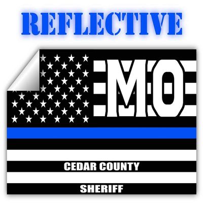 Reflective Cedar County Missouri MO Thin Blue Line Stealthy Old Glory USA Flag | Honoring Law Enforcement Officers Sheriffs | County State Decal Bumper Sticker 3M Vinyl 3" x 5"