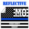 Reflective Cedar County Missouri MO Thin Blue Line Stealthy Old Glory USA Flag | Honoring Law Enforcement Officers Sheriffs | County State Decal Bumper Sticker 3M Vinyl 3" x 5" view 1