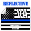 Reflective Craig County Virginia VA Thin Blue Line Stealthy Old Glory USA Flag | Honoring Law Enforcement Officers Sheriffs | County State Decal Bumper Sticker 3M Vinyl 3" x 5" view 1