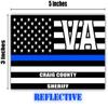 Reflective Craig County Virginia VA Thin Blue Line Stealthy Old Glory USA Flag | Honoring Law Enforcement Officers Sheriffs | County State Decal Bumper Sticker 3M Vinyl 3" x 5" view 3