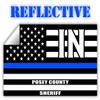 Reflective Posey County Indiana in Thin Blue Line Stealthy Old Glory USA Flag | Honoring Law Enforcement Officers Sheriffs | County State Decal Bumper Sticker 3M Vinyl 3" x 5" view 1