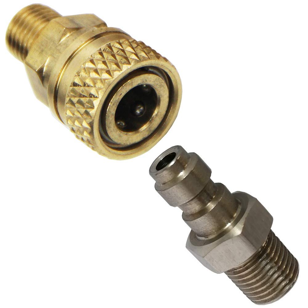 UP100 PCP Airforce Paintball Stainless Steel Double End Male Plug with Quick Disconnect M10 Female Coupler Connector and Other Hose Combination (Type 10)