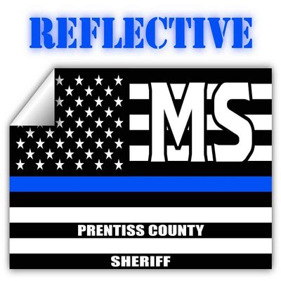 Reflective Prentiss County Mississippi MS Thin Blue Line Stealthy Old Glory USA Flag | Honoring Law Enforcement Officers Sheriffs | County State Decal Bumper Sticker 3M Vinyl 3" x 5"