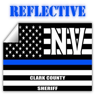 Reflective Clark County Nevada NV Thin Blue Line Stealthy Old Glory USA Flag | Honoring Law Enforcement Officers Sheriffs | County State Decal Bumper Sticker 3M Vinyl 3" x 5"