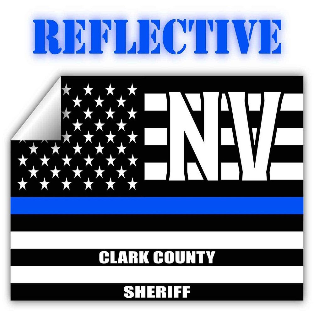 Reflective Clark County Nevada NV Thin Blue Line Stealthy Old Glory USA Flag | Honoring Law Enforcement Officers Sheriffs | County State Decal Bumper Sticker 3M Vinyl 3" x 5"