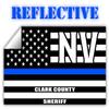 Reflective Clark County Nevada NV Thin Blue Line Stealthy Old Glory USA Flag | Honoring Law Enforcement Officers Sheriffs | County State Decal Bumper Sticker 3M Vinyl 3" x 5" view 1