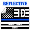 Reflective Fremont County Idaho ID Thin Blue Line Stealthy Old Glory USA Flag | Honoring Law Enforcement Officers Sheriffs | County State Decal Bumper Sticker 3M Vinyl 3" x 5" view 1