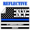 Reflective St. Lawrence County New York NY Thin Blue Line Stealthy Old Glory USA Flag | Honoring Law Enforcement Officers Sheriffs | County State Decal Bumper Sticker 3M Vinyl 3" x 5" view 1