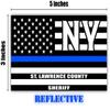 Reflective St. Lawrence County New York NY Thin Blue Line Stealthy Old Glory USA Flag | Honoring Law Enforcement Officers Sheriffs | County State Decal Bumper Sticker 3M Vinyl 3" x 5" view 3