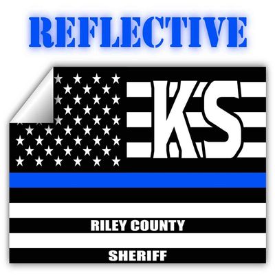 Reflective Riley County Kansas KS Thin Blue Line Stealthy Old Glory USA Flag | Honoring Law Enforcement Officers Sheriffs | County State Decal Bumper Sticker 3M Vinyl 3" x 5"