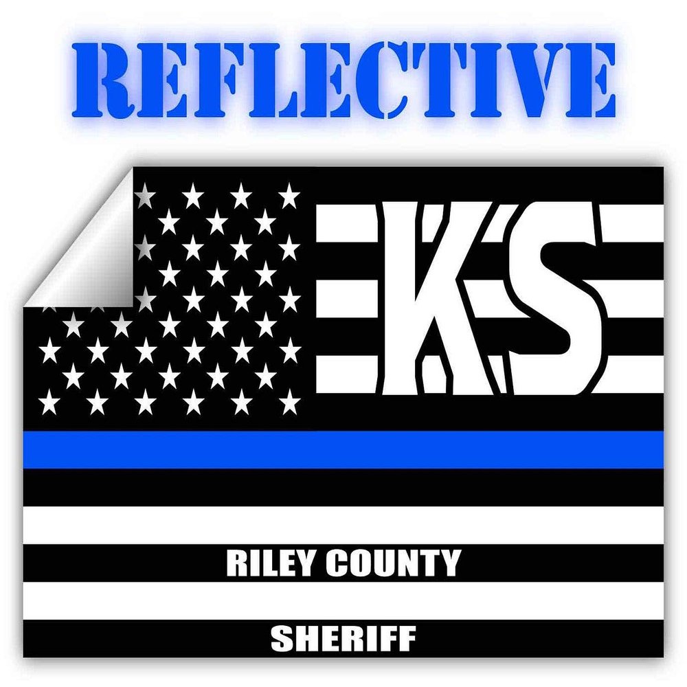 Reflective Riley County Kansas KS Thin Blue Line Stealthy Old Glory USA Flag | Honoring Law Enforcement Officers Sheriffs | County State Decal Bumper Sticker 3M Vinyl 3" x 5"