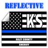 Reflective Riley County Kansas KS Thin Blue Line Stealthy Old Glory USA Flag | Honoring Law Enforcement Officers Sheriffs | County State Decal Bumper Sticker 3M Vinyl 3" x 5" view 1