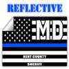 Reflective Kent County Maryland MD Thin Blue Line Stealthy Old Glory USA Flag | Honoring Law Enforcement Officers Sheriffs | County State Decal Bumper Sticker 3M Vinyl 3" x 5" view 1