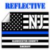 Reflective Gloucester County New Jersey NJ Thin Blue Line Stealthy Old Glory USA Flag | Honoring Law Enforcement Officers Sheriffs | County State Decal Bumper Sticker 3M Vinyl 3" x 5" view 1