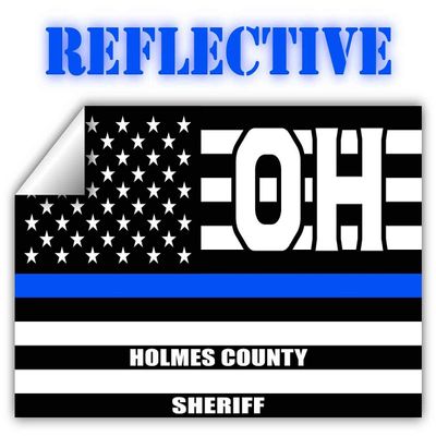 Reflective Holmes County Ohio OH Thin Blue Line Stealthy Old Glory USA Flag | Honoring Law Enforcement Officers Sheriffs | County State Decal Bumper Sticker 3M Vinyl 3" x 5"