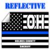 Reflective Holmes County Ohio OH Thin Blue Line Stealthy Old Glory USA Flag | Honoring Law Enforcement Officers Sheriffs | County State Decal Bumper Sticker 3M Vinyl 3" x 5" view 1