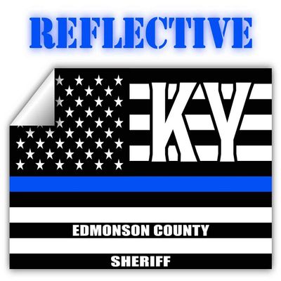 Reflective Edmonson County Kentucky KY Thin Blue Line Stealthy Old Glory USA Flag | Honoring Law Enforcement Officers Sheriffs | County State Decal Bumper Sticker 3M Vinyl 3" x 5"