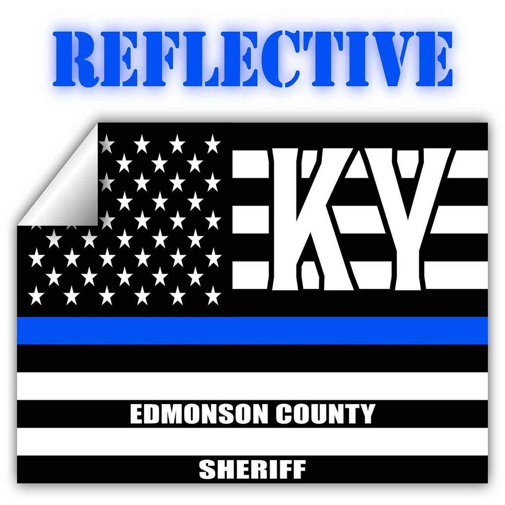 Reflective Edmonson County Kentucky KY Thin Blue Line Stealthy Old Glory USA Flag | Honoring Law Enforcement Officers Sheriffs | County State Decal Bumper Sticker 3M Vinyl 3" x 5"