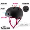 TurboSke Skateboard Helmet, BMX Helmet, Multi-Sport Helmet, Bike Helmet for Kids, Youth, Men, Women (Black&Pink, L/XL (22.8"-24")) view 3