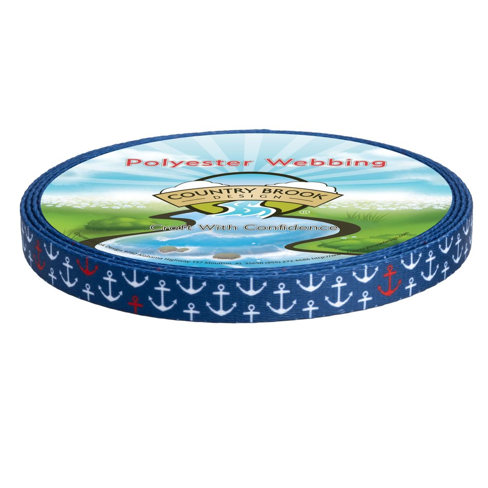 Country Brook Design - Anchors Away Polyester Webbing (1/2 Inch, 50 Yards)