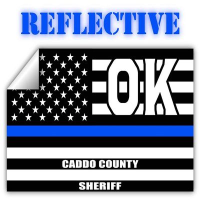Reflective Caddo County Oklahoma OK Thin Blue Line Stealthy Old Glory USA Flag | Honoring Law Enforcement Officers Sheriffs | County State Decal Bumper Sticker 3M Vinyl 3" x 5"