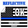 Reflective Caddo County Oklahoma OK Thin Blue Line Stealthy Old Glory USA Flag | Honoring Law Enforcement Officers Sheriffs | County State Decal Bumper Sticker 3M Vinyl 3" x 5" view 1