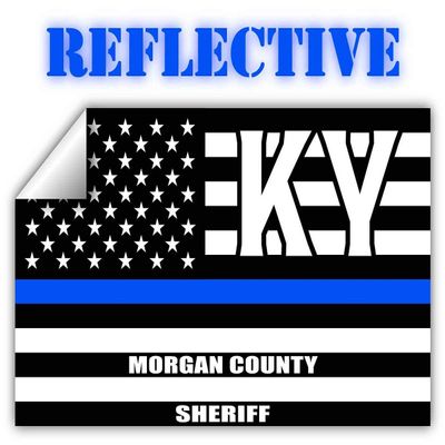 Reflective Morgan County Kentucky KY Thin Blue Line Stealthy Old Glory USA Flag | Honoring Law Enforcement Officers Sheriffs | County State Decal Bumper Sticker 3M Vinyl 3" x 5"