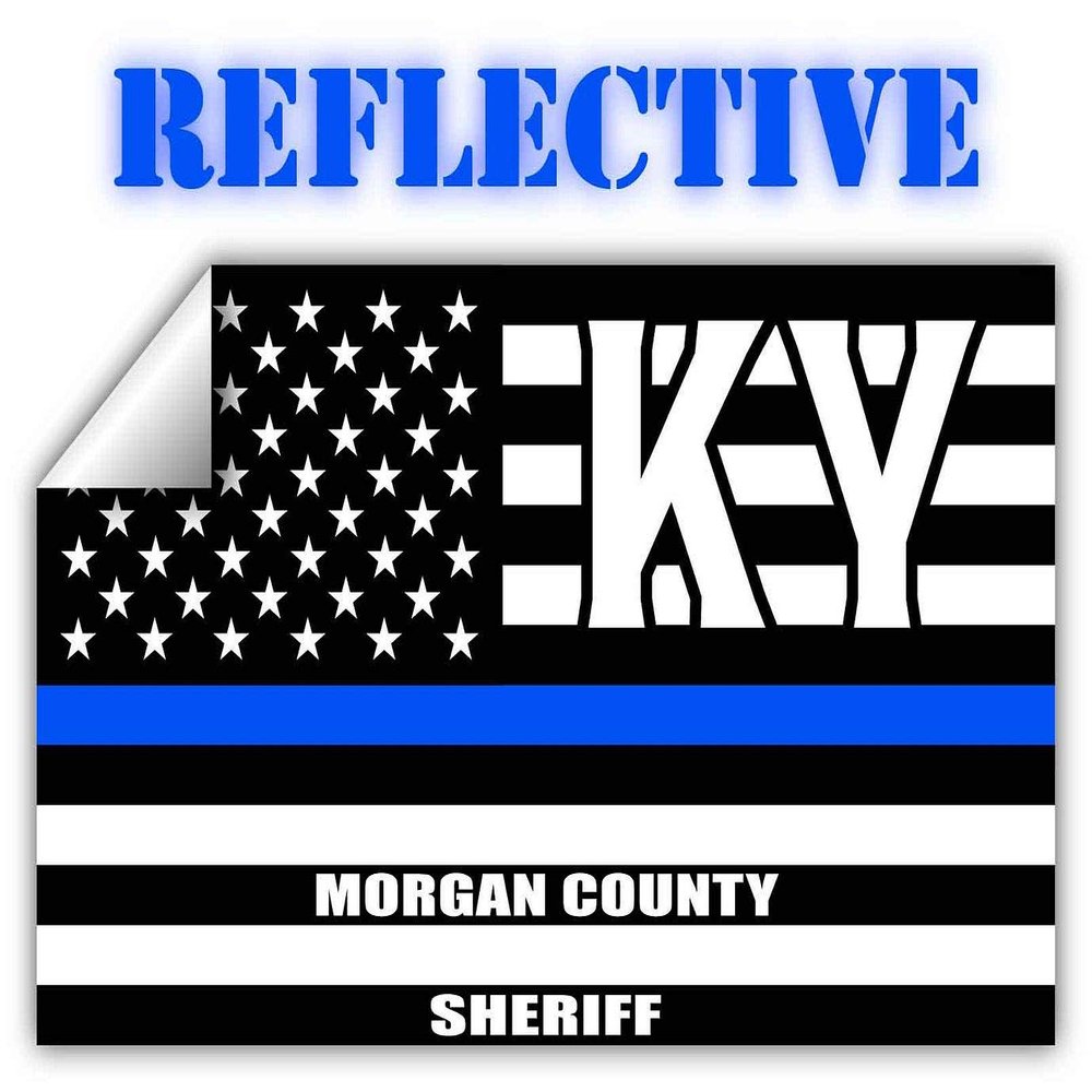 Reflective Morgan County Kentucky KY Thin Blue Line Stealthy Old Glory USA Flag | Honoring Law Enforcement Officers Sheriffs | County State Decal Bumper Sticker 3M Vinyl 3" x 5"